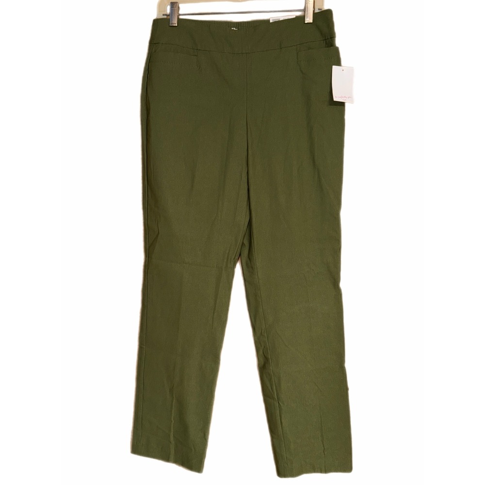 Kim Rogers Millennium Straight Pull On Tummy Control Pants Olive Green 8 Short